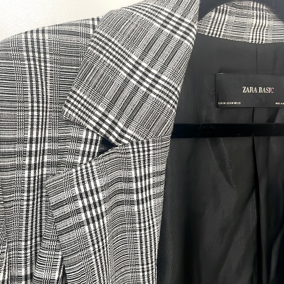 🧥 ZARA Grey Check Belted Blazer Jacket (size M) - Picture 3 of 5